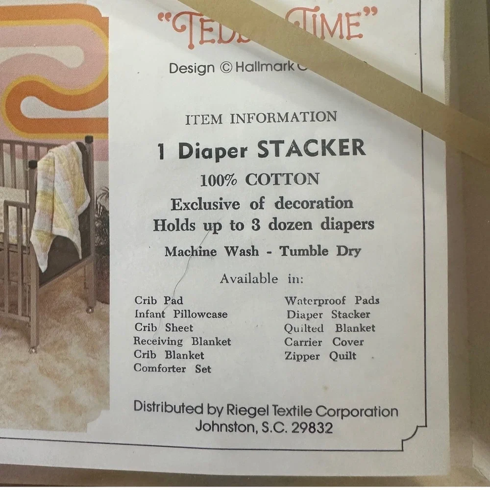 Vintage New Teddy Time Diaper Stacker 100% Cotton Baby Nursery Pastel Dots